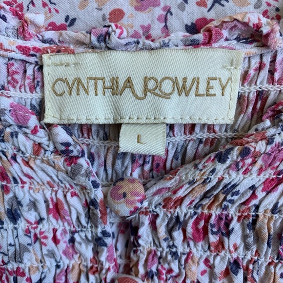 Cynthia Rowley 3/4 sleeve floral smocked prairie blouse - Picture 4 of 5
